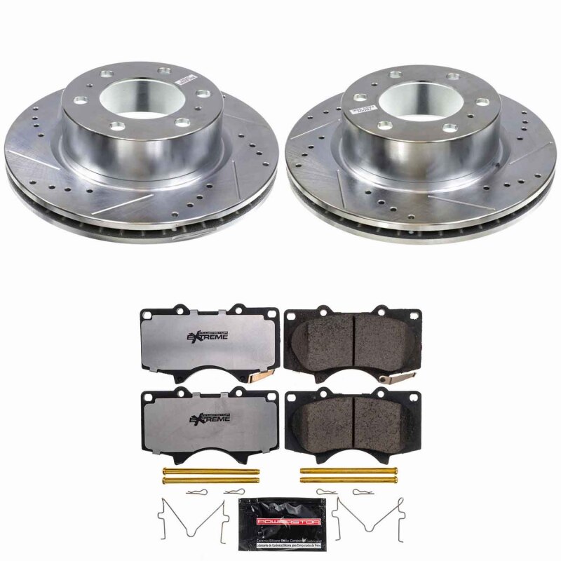 Toyota Tacoma Brake Kit - Front - PowerStop - Z36 Truck & Tow Brake Upgrade Kit: Drilled & Slotted Rotors, Carbon-Fiber Ceramic Pads w/ Hardware - `24-`25