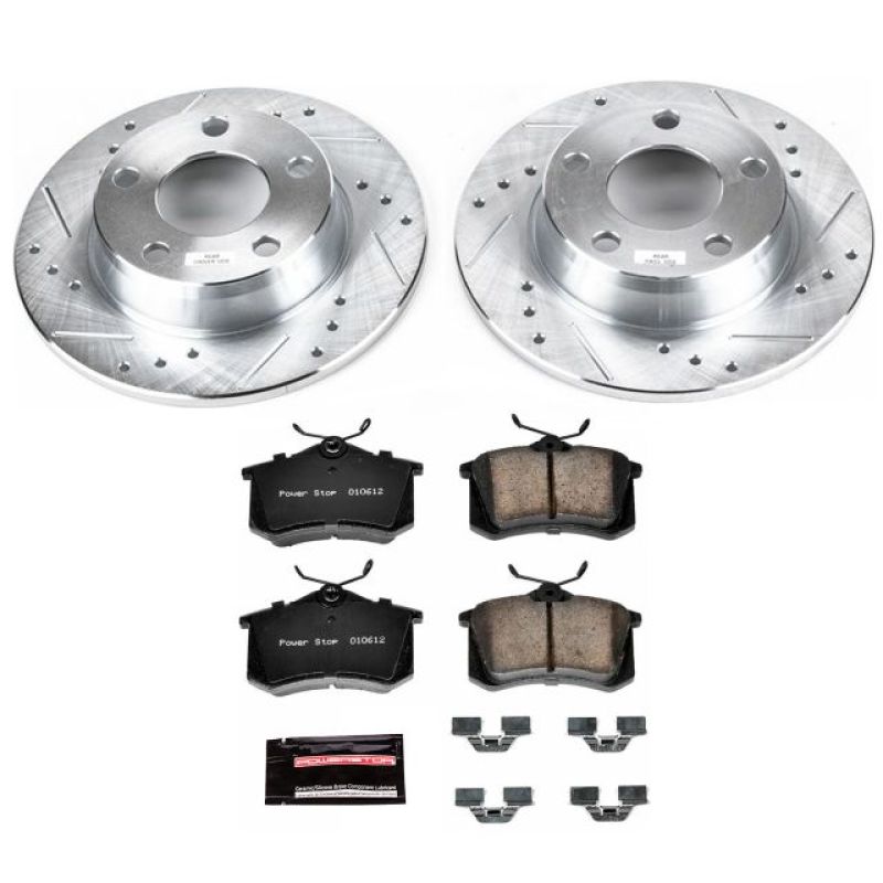 Audi Allroad Quattro Brake Kit - Rear - PowerStop - Drilled & Slotted Rotors + Carbon-Fiber Ceramic Pads - `01-`05