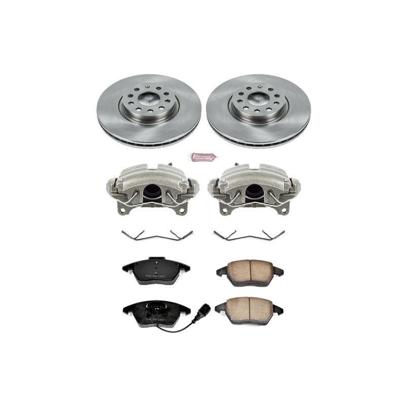 Audi A3 Brake Kit - Front - PowerStop - Autospecialty Rotors + Evolution Ceramic Pads + Calipers - `06-`09