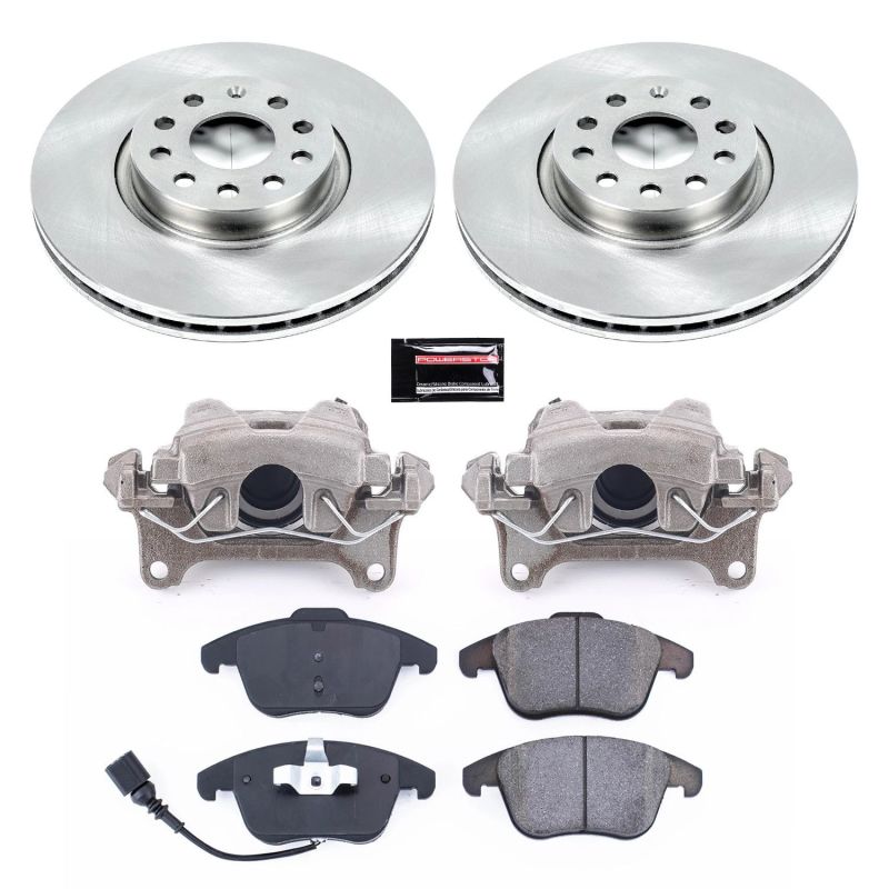 Audi Q3 Brake Kit - Front - PowerStop - OE Replacement Rotors + Ceramic Pads + Non-coated Calipers - `15-`18