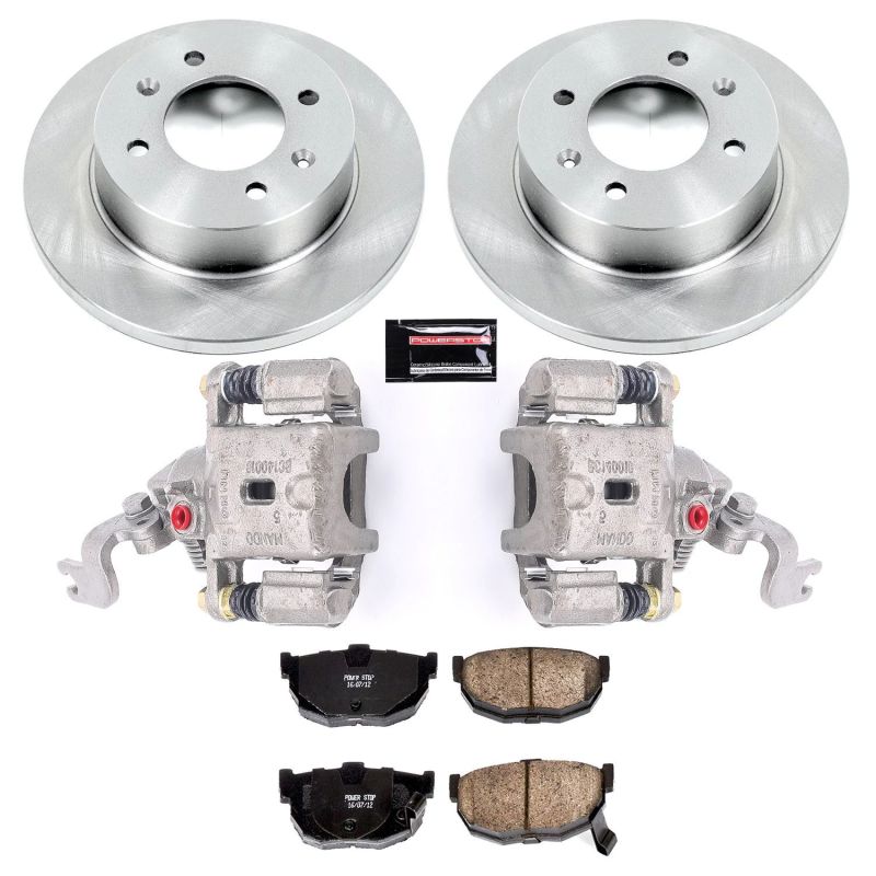 Hyundai Elantra Brake Kit - Rear - PowerStop - Autospecialty Brake Rotors + Evolution Ceramic Pads + Non-Coated Replacement Calipers - `97-`00