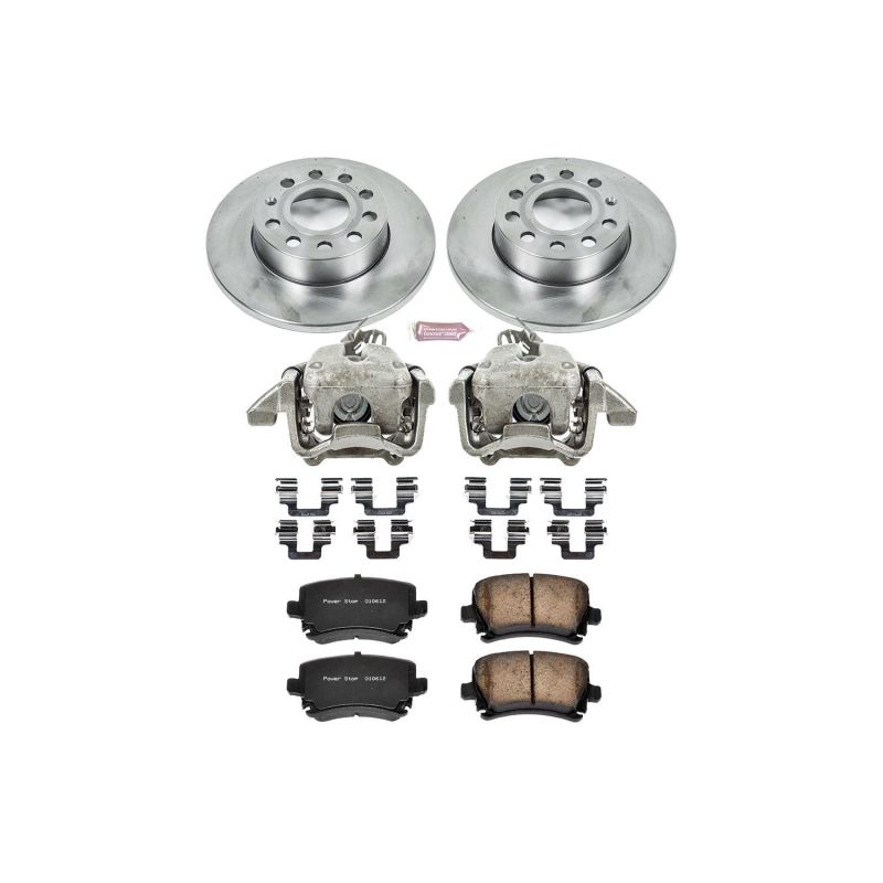 Audi A3 Brake Kit - Rear - PowerStop - Autospecialty Rotors + Evolution Ceramic Pads + Replacement Calipers - 2008