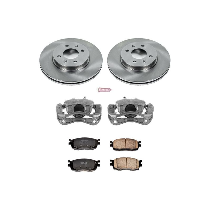 Hyundai Accent Brake Kit - Front - PowerStop - Autospecialty Rotors + Evolution Ceramic Pads + Non-Coated Replacement Calipers - `06-`11