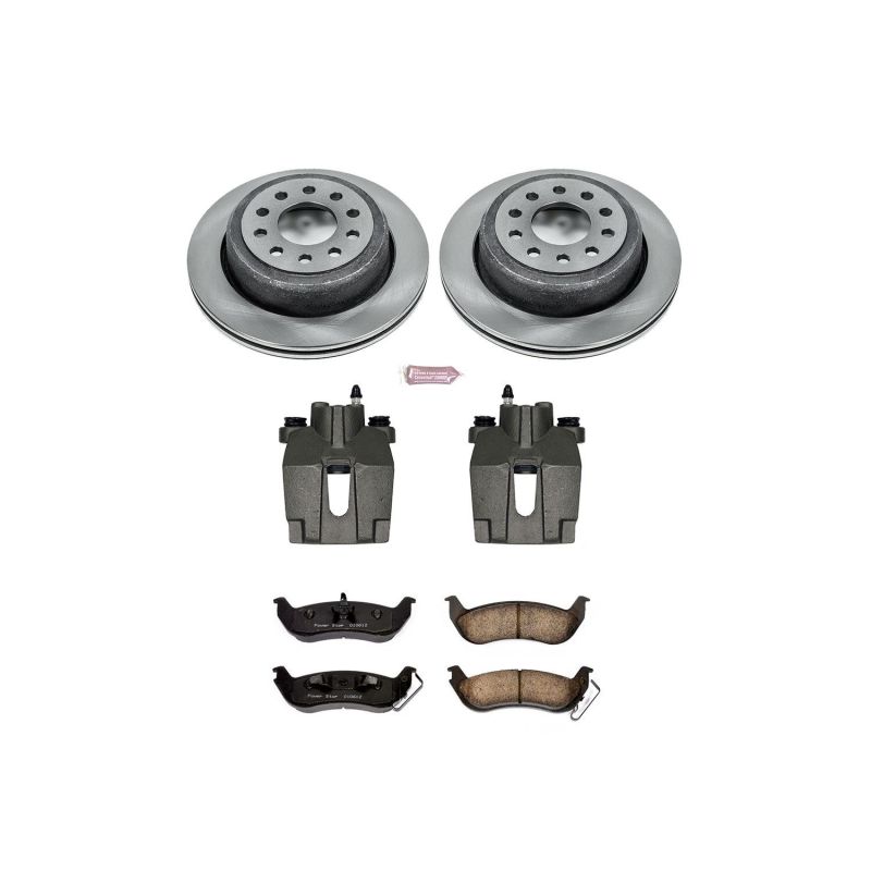 Lincoln Town Car Brake Kit - Rear - PowerStop - Autospecialty Rotors + Evolution Ceramic Pads + Replacement Calipers - `03-`11