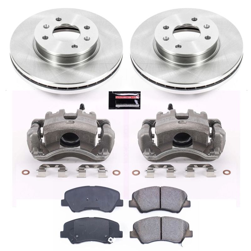 Hyundai Accent Brake Kit - Front - PowerStop - Autospecialty Rotors + Evolution Ceramic Pads + Non-coated Calipers - `12-`18