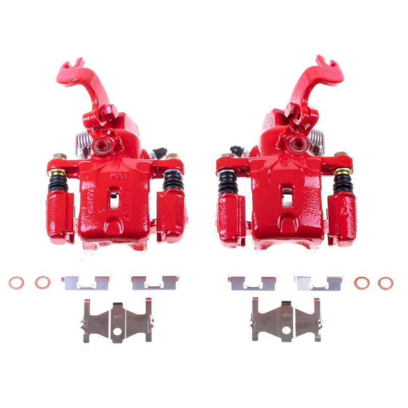 Hyundai Elantra Brake Calipers - Rear - PowerStop - High-Temp Powder Coated - Red - `96-`00