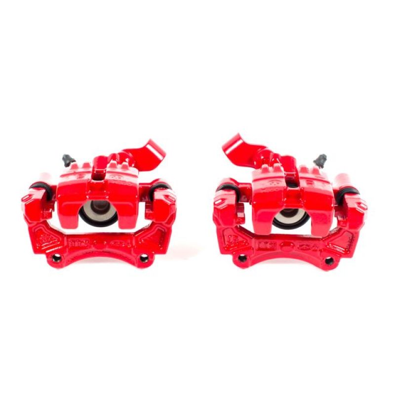 Mazda Miata Brake Calipers - Rear - PowerStop - Floating Manual Parking with Bracket - Red - `01-`05
