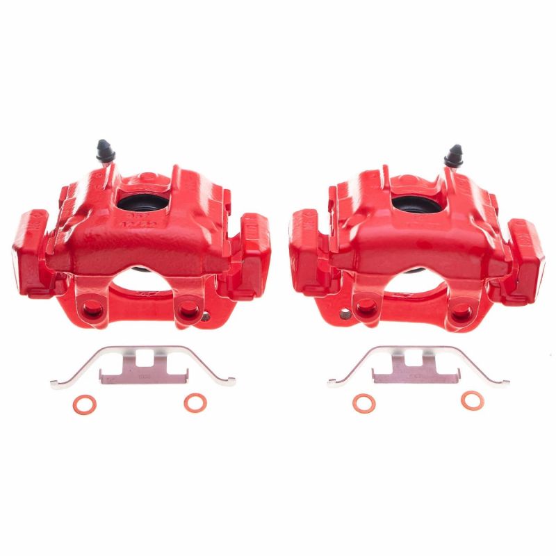 BMW 3 Series Brake Calipers (Pair) - Rear - PowerStop - High-Temp Red Powder Coated - Red - `01-`05