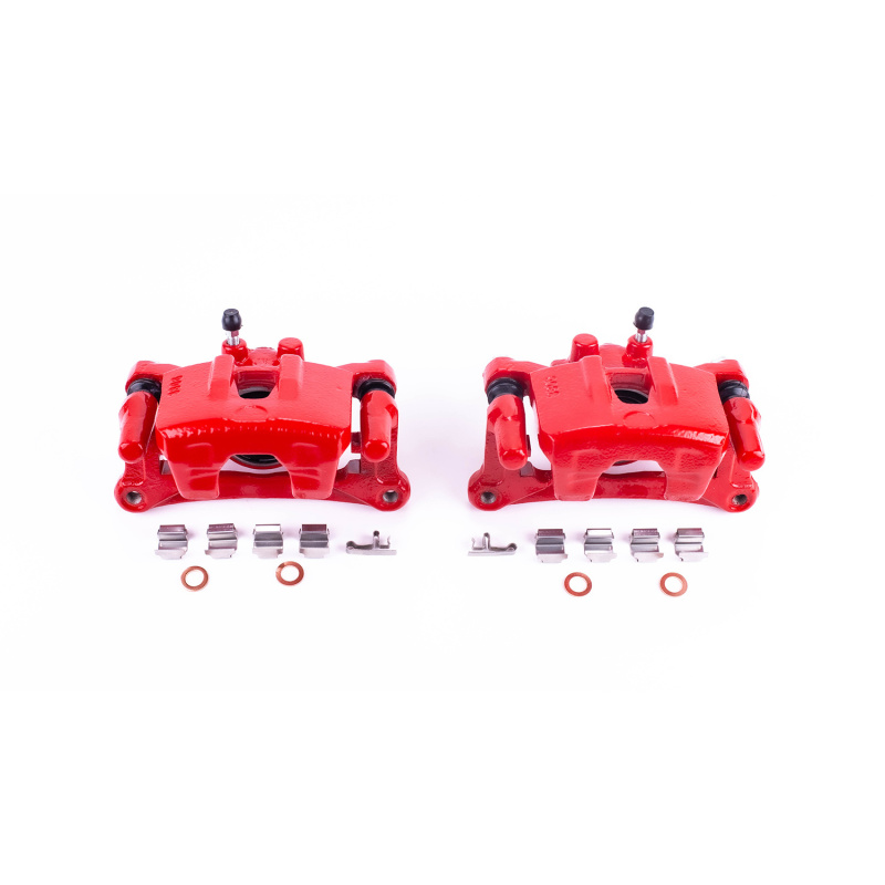 Mitsubishi Endeavor Brake Calipers (2) - Rear - PowerStop - Red Powder Coated with Brackets - Red - `04-`08