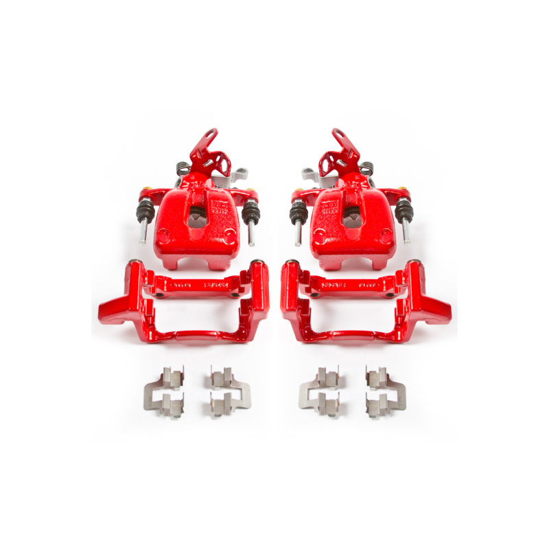 Audi A3 Brake Calipers - Rear - PowerStop - Powder Coated - Red - `08-`09