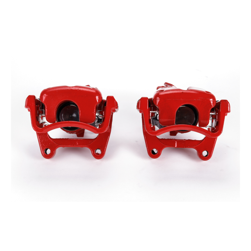 Audi A3 Brake Calipers - Rear - PowerStop - Powder Coated, Floating Manual Parking Brake Caliper with Bracket - Red - `06-`08