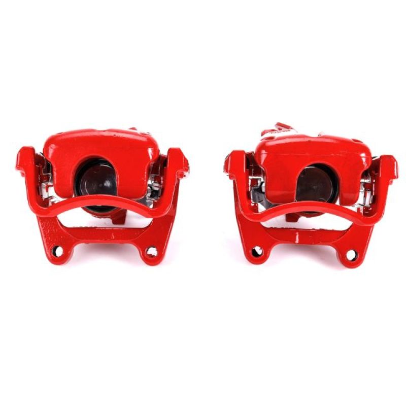 Audi A3 Brake Calipers - Rear - PowerStop - Powder Coated, Floating Manual Parking Brake Caliper with Bracket - Red - `06-`08