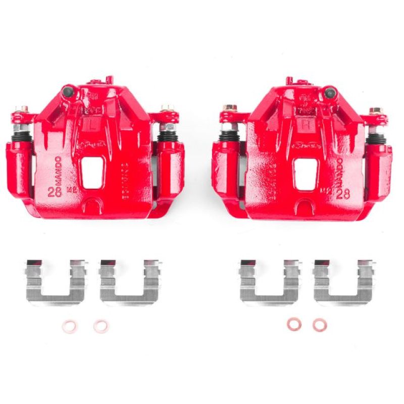 Hyundai Azera Brake Calipers - Front - PowerStop - Powder Coated - Red - `10-`11