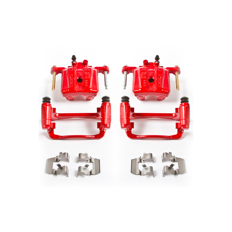 Mitsubishi Eclipse Brake Calipers - Perf - Rear - PowerStop - Red Powder Coated Calipers - Red - `06-`12