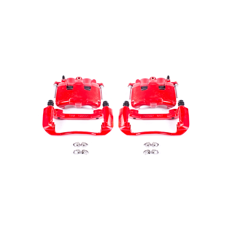 Mitsubishi Raider Brake Calipers - Front - PowerStop - High-Temp Electrostatic Powder Coated, with Brackets - Red - `06-`09