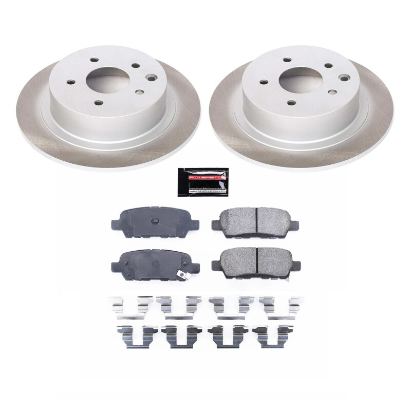 Nissan Sentra Brake Kit - Rear - PowerStop - Semi-Coated Rotors + Z17 Evolution Plus Ceramic Pads - Silver - `07-`18 Nissan Sentra Brake Kit - Rear - PowerStop - Semi-Coated Rotors + Z17 Evolution Plus Ceramic Pads - Silver - `07-`18