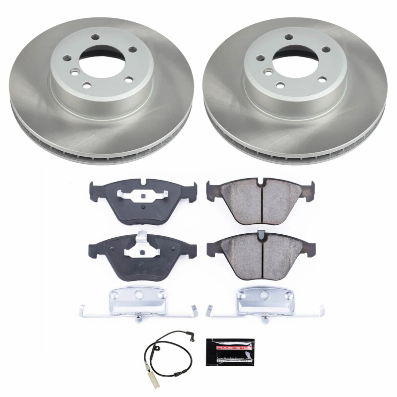 BMW 535xi Brake Kit - Front - PowerStop - Semi-Coated Rotors + Z17 Evolution Plus Low-Dust Ceramic Pads - Silver - 2008
