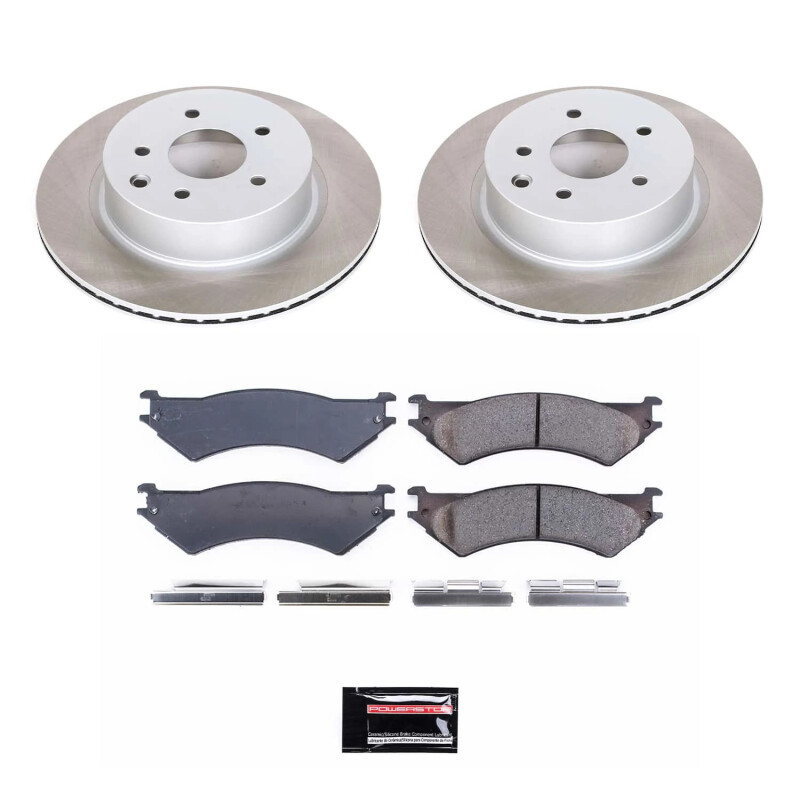 Ford E-350 Super Duty Brake Kit - Rear - PowerStop - Semi-Coated Rotors + Z17 Evolution Plus Low-Dust Ceramic Pads - Silver - `99-`07