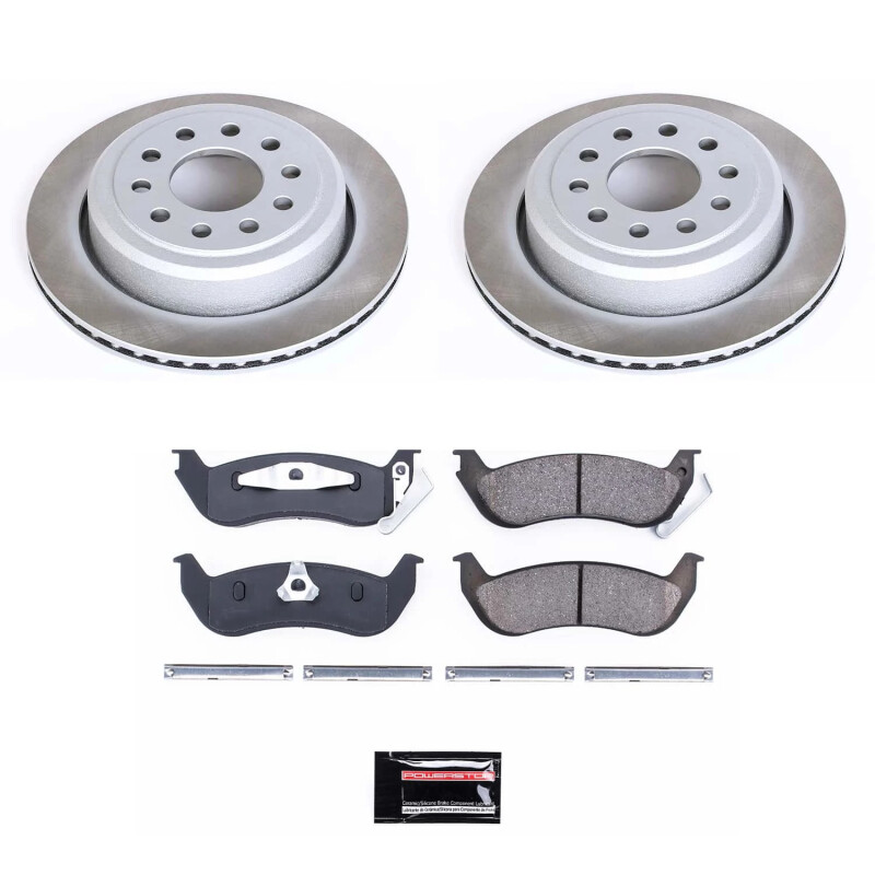 Lincoln Town Car Brake Kit - Rear - PowerStop - Semi-Coated Rotors + Z17 Evolution Plus Ceramic Pads - `03-`11