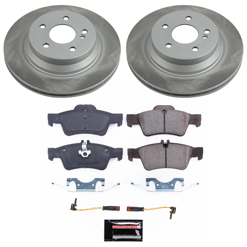 Mercedes-Benz E500 Brake Kit - Rear - PowerStop - Semi-Coated Rotors + Z17 Evolution Plus Low-Dust Ceramic Pads - Silver - `03-`06