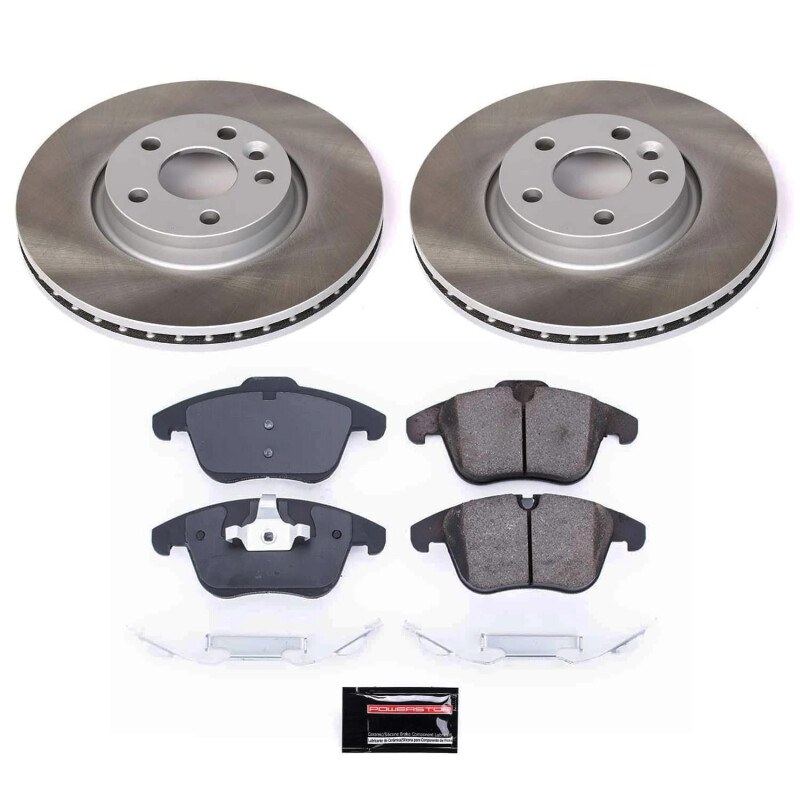 Volvo V70 Brake Kit - Front - PowerStop - Semi-Coated Rotors + Z17 Evolution Plus Low-Dust Ceramic Pads - Silver - `08-`10