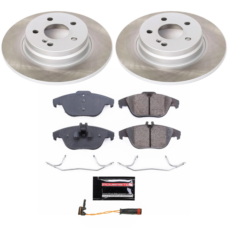 Mercedes-Benz C300 Brake Kit - Rear - PowerStop - Semi-Coated Rotors + Z17 Evolution Plus Ceramic Pads - Silver - `08-`12