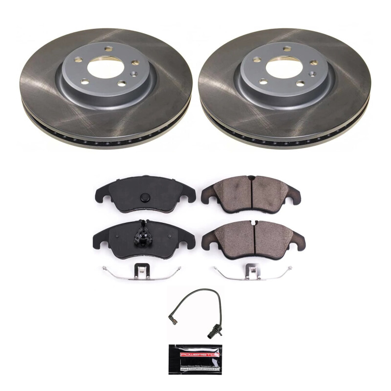 Audi allroad Brake Kit - Front - PowerStop - Semi-Coated Rotors + Z17 Evolution Plus Ceramic Pads - Silver - `13-`16