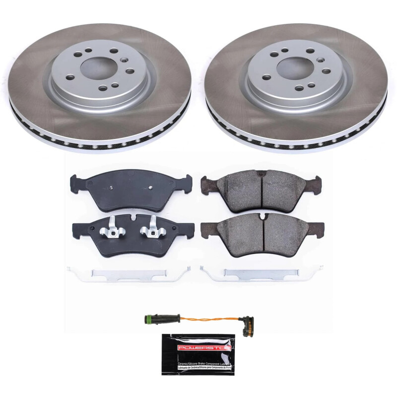 Mercedes-Benz R500 Brake Kit - Front - PowerStop - Semi-Coated Rotors + Z17 Evolution Plus Low-Dust Ceramic Pads - Silver - `06-`07