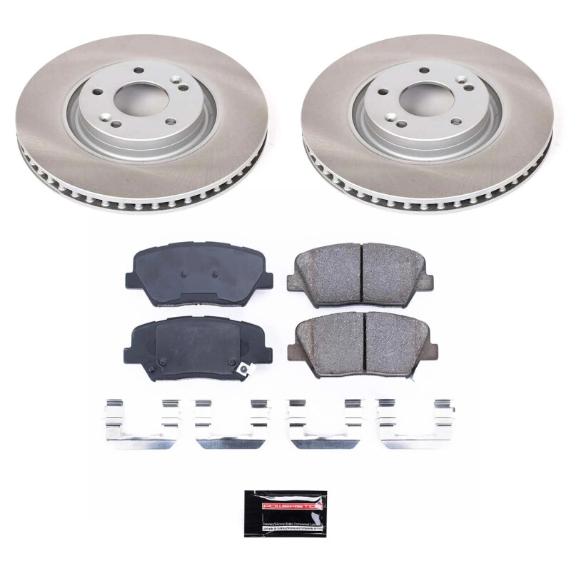 Hyundai Azera Brake Kit - Front - PowerStop - Semi-Coated Rotors + Z17 Evolution Plus Low-Dust Ceramic Pads - `12-`17