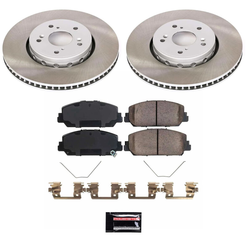 Acura RDX Brake Kit - Front - PowerStop - Semi-Coated Rotors + Z17 Evolution Plus Low-Dust Ceramic Pads - `13-`18