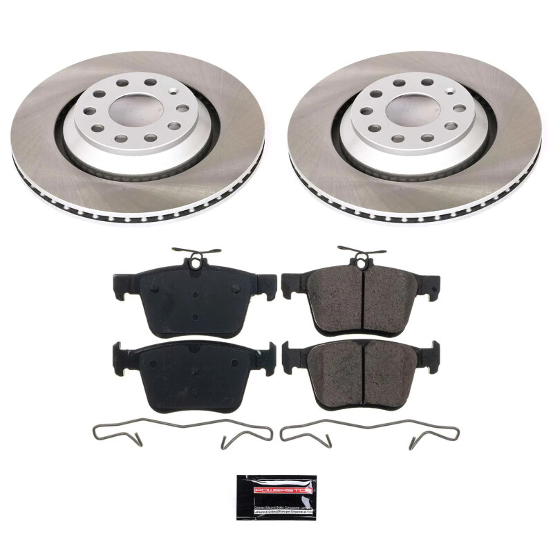 Volkswagen Golf R Brake Kit - Rear - PowerStop - Semi-Coated Rotors + Z17 Evolution Plus Low-Dust Ceramic Pads - `15-`19