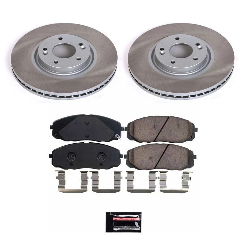 Kia Sedona Brake Kit - Front - PowerStop - Semi-Coated Rotors + Z17 Evolution Plus Low-Dust Ceramic Pads - `15-`21