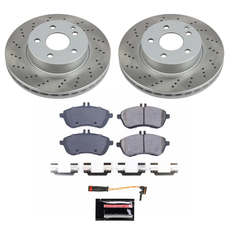 Mercedes-Benz C300 Brake Kit - Front - PowerStop - Semi-Coated Rotors + Z17 Evolution Plus Ceramic Pads - `08-`12