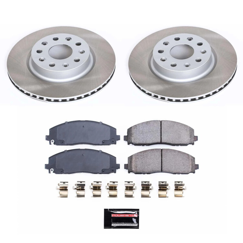 Jeep Wrangler Brake Kit - Front - PowerStop - Semi-Coated Rotors + Z17 Evolution Plus Low-Dust Ceramic Pads - `18-`22