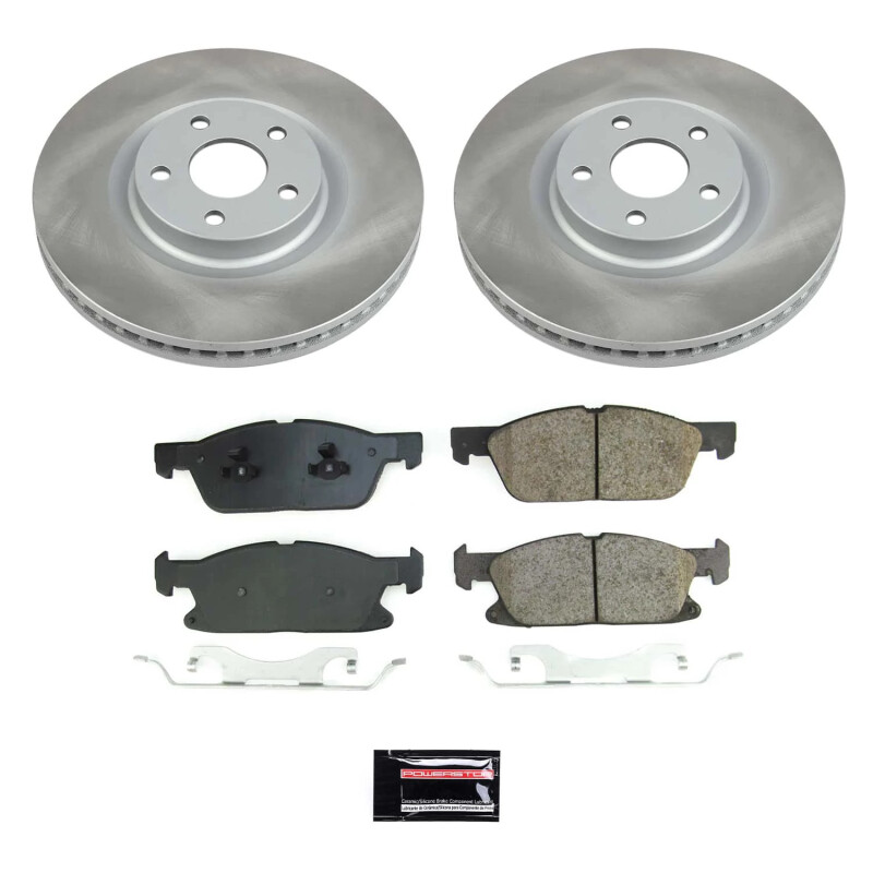 Lincoln Continental Brake Kit - Front - PowerStop - Semi-Coated Rotors + Z17 Evolution Plus Low-Dust Ceramic Pads - `17-`20