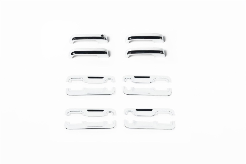 Ford F250 Super Duty Door Handle Covers - Front + Rear - Putco - Deluxe w/ Driver Keyhole - Chrome - `17-`22