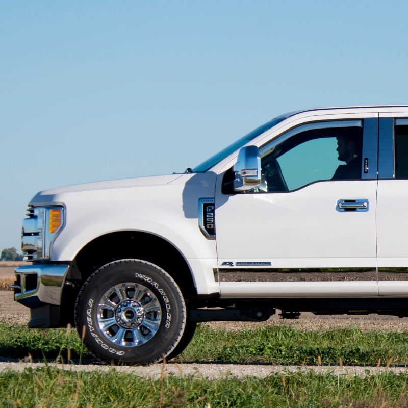 Ford Super Duty F450 Mirror Covers - Putco - Fits Towing Mirrors w/ Side Markers - Chrome - `17-`26