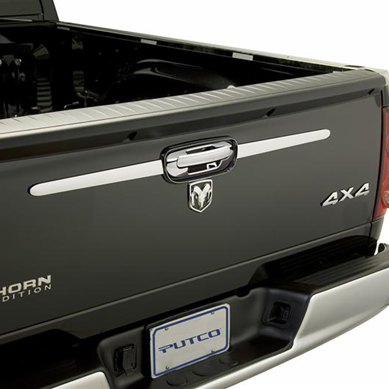 Dodge Ram 3500 Tailgate Accents - Putco - Stainless Steel/Chrome Trim - Black/Chrome - `02-`08