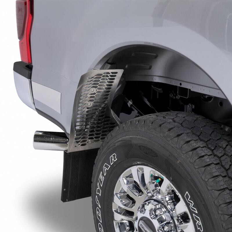 Ford SuperDuty F350 Mud Flaps - Putco - Hex Shield - Polished Stainless Steel - `17-`22
