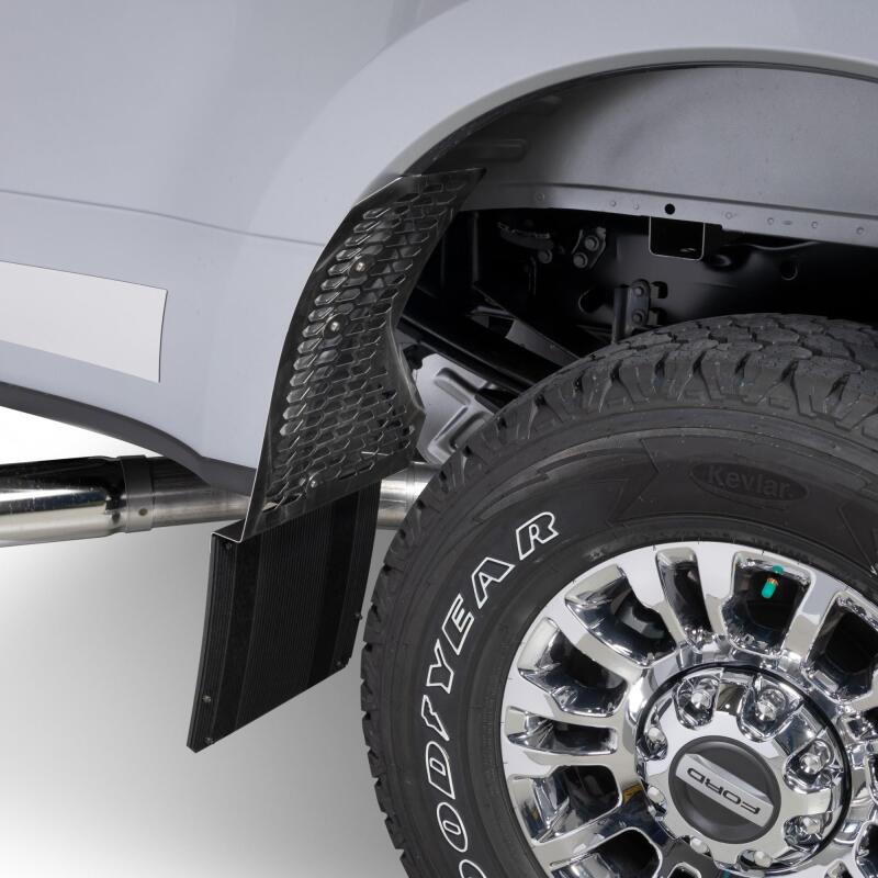 Ford SuperDuty F350 Mud Flaps - Putco - Hex Shield - Polished Stainless Steel - `17-`22