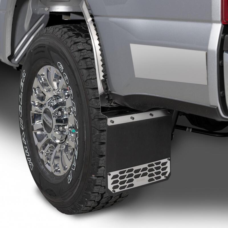 Ford SuperDuty F450 Mud Flaps - Putco - Hex Shield - Polished Stainless Steel - `17-`22