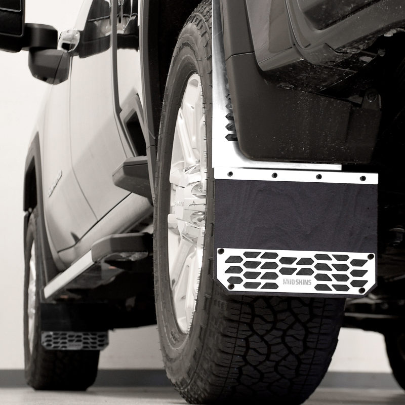 GMC Sierra Mud Flaps - Putco - Hex Shield - Polished Stainless Steel - `10-`26