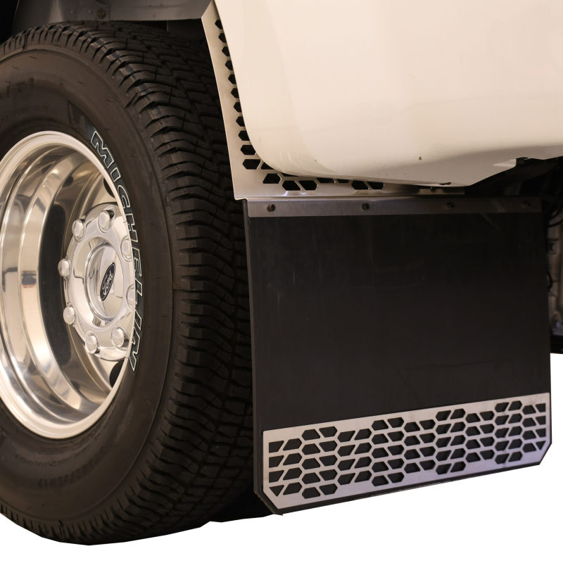 Chevrolet Silverado Mud Flaps - Rear - Putco - Hex Shield - Brushed Stainless Steel - `20-`26