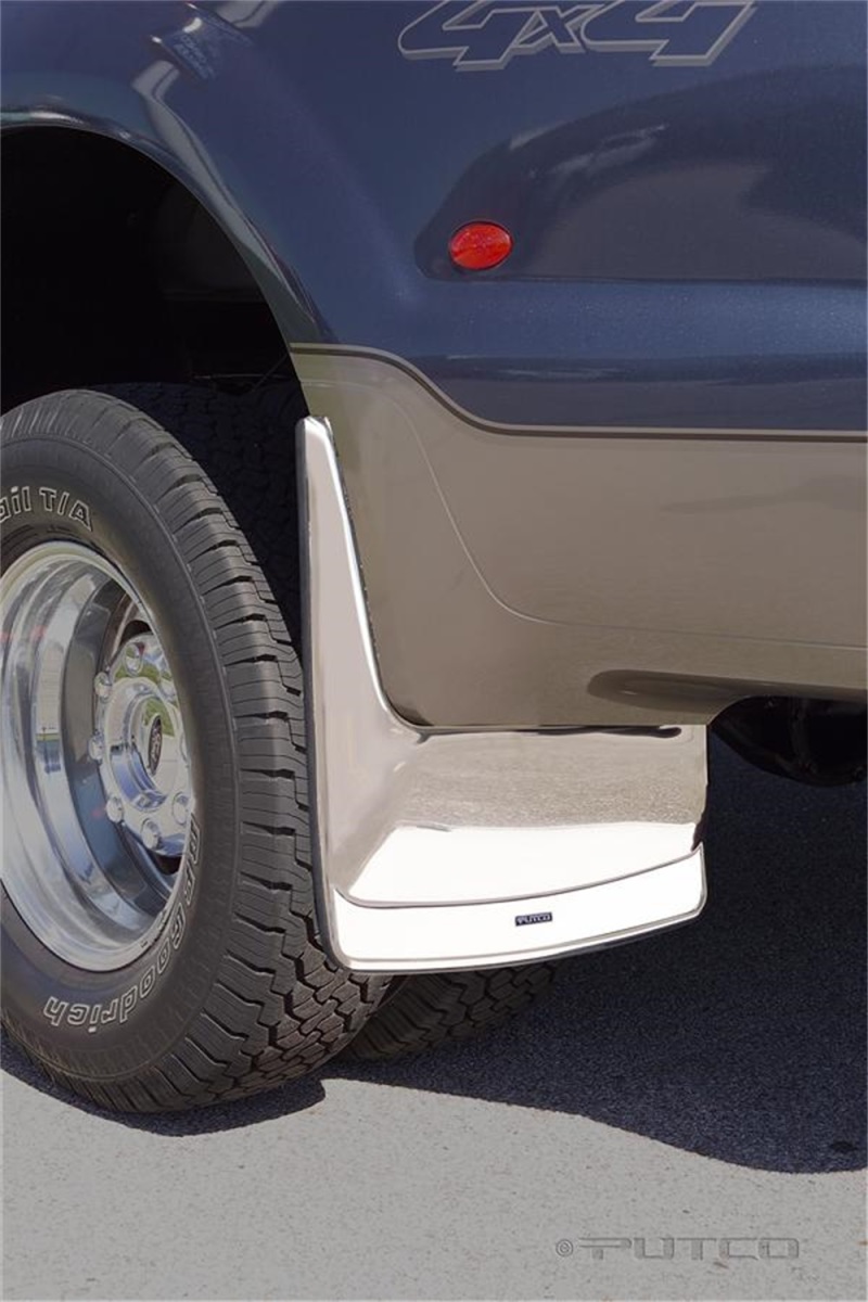 Ford SuperDuty Mud Flaps - Rear - Putco - Form Fitted Stainless Steel - `99-`10