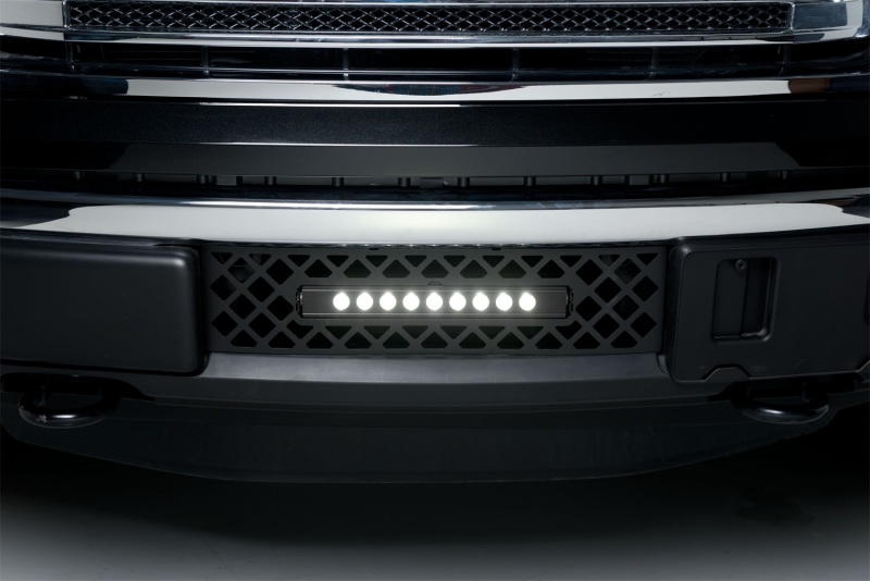 Ford F-150 Bumper Grille Insert - Putco - SS Diamond w/ 10in Luminix Light Bar - Black - `11-`14