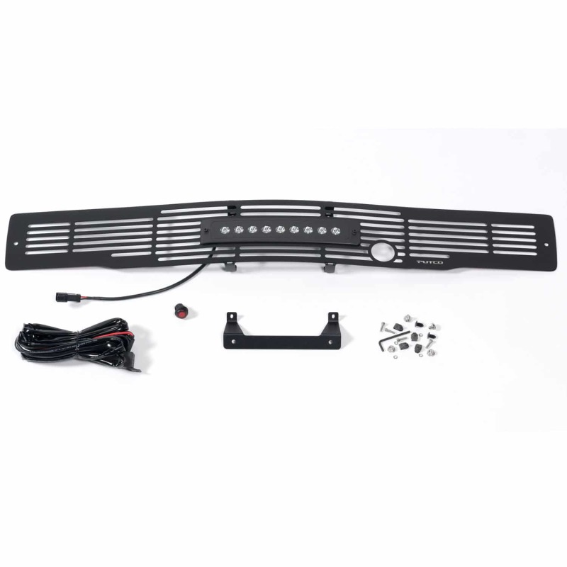 Ford F-150 Bumper Grille Insert - Putco - Bar Design with Heater Plug & 10in Luminix Lightbar - Black - `15-`17