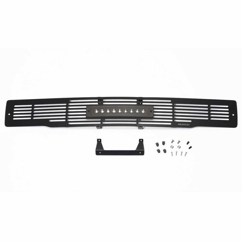 Ford F-150 Bumper Grille Inserts - Putco - SS Black Bar Design w/10in Luminix Light Bar - Black - `15-`17