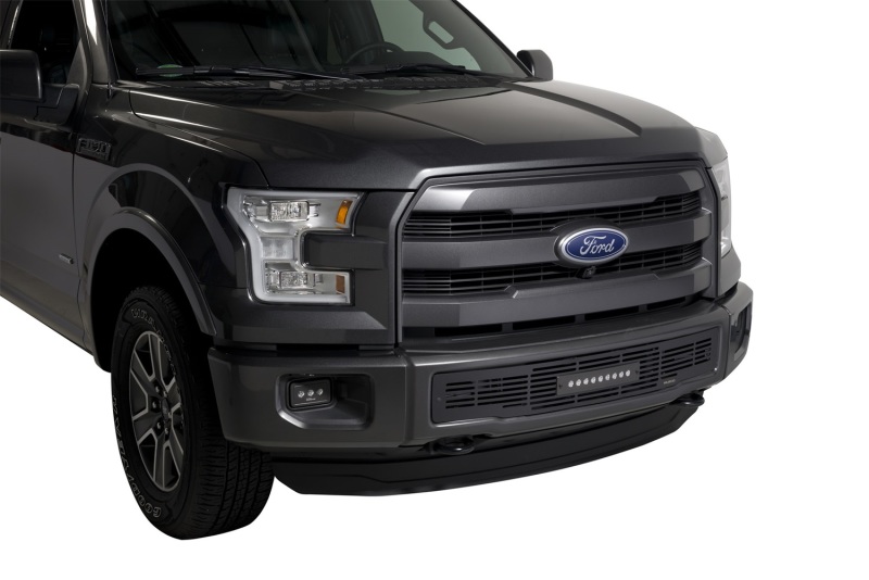 Ford F-150 Bumper Grille Inserts - Putco - SS Black Bar Design w/10in Luminix Light Bar - Black - `15-`17