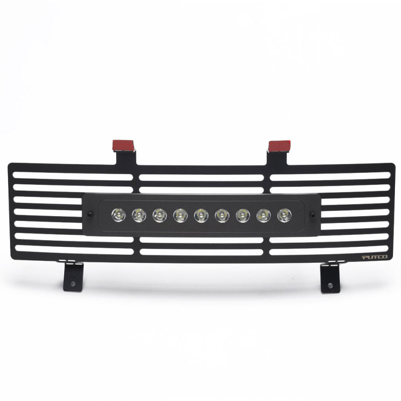 Ford F250 Bumper Grille Inserts - Putco - SS Black Bar Design w/ 10in Luminix Light Bar - Black - `11-`16