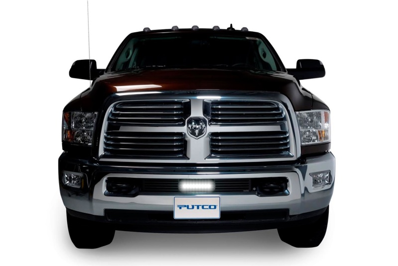 Dodge Ram 3500 Bumper Grille Inserts - Putco - Bar Style w/ 10in Luminix Light Bar - Black - `11-`19
